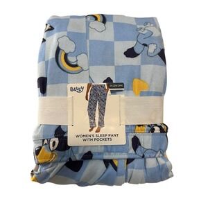 Bluey Womens Sleep Pant Pockets Plus Size 3X 22W-24W Blue Checker Rainbow PJ